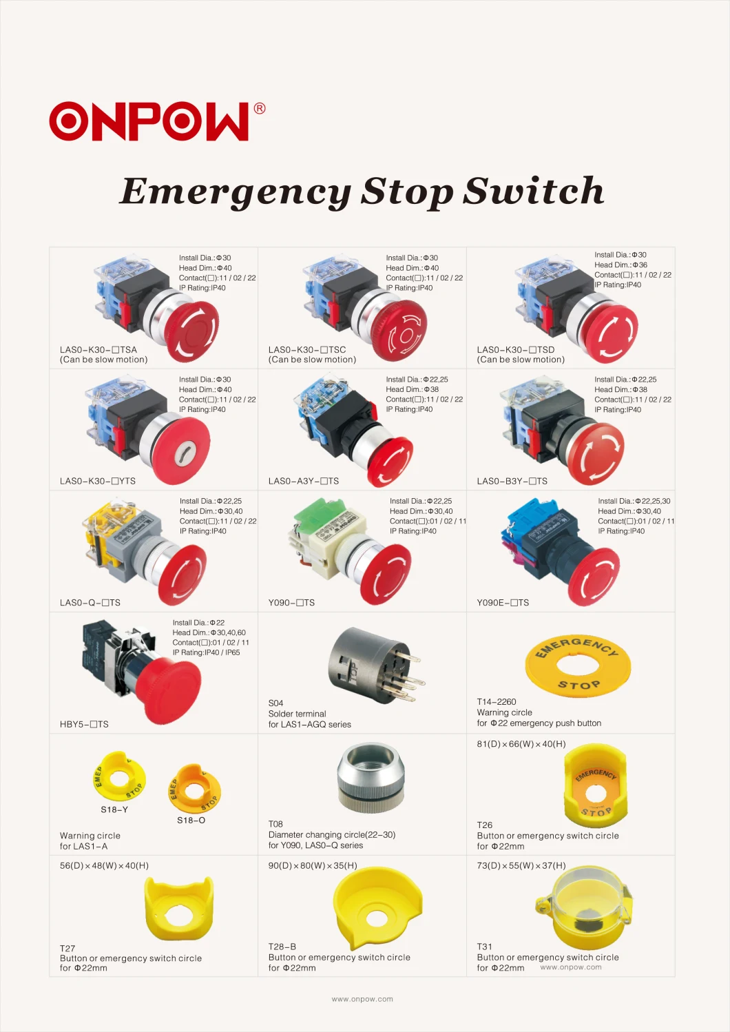 Onpow E-Stop Switch Push Button/Box/Waterproof/Electrical Switch