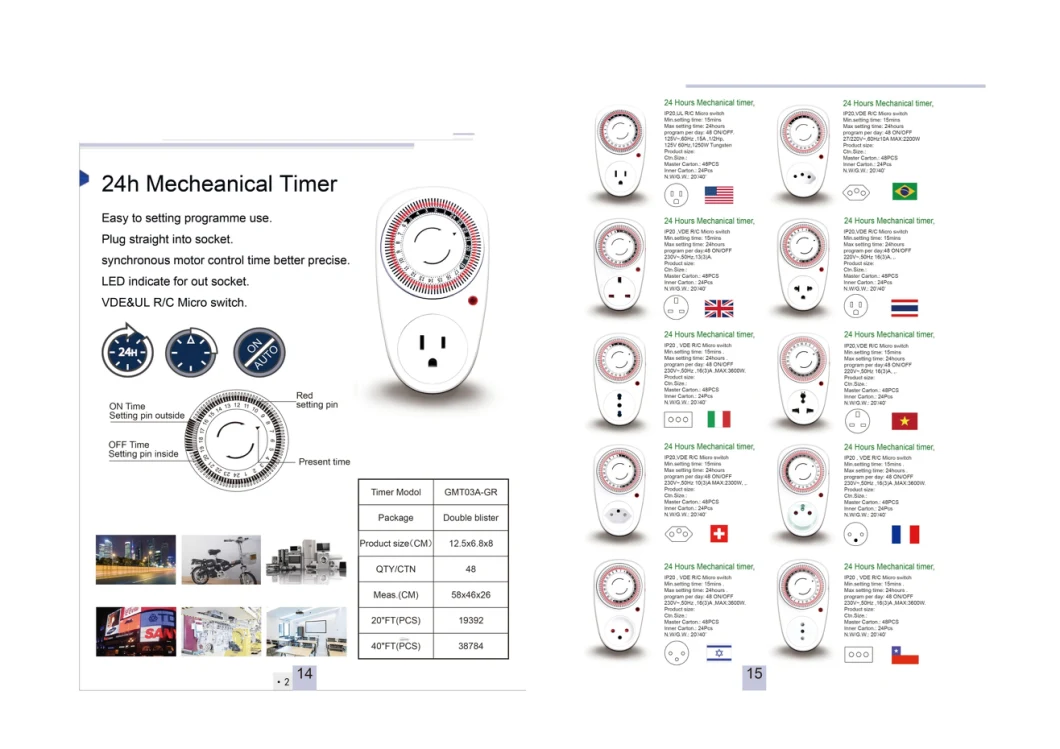 USA American Type Mechanical Plug Day Timer Switch Socket